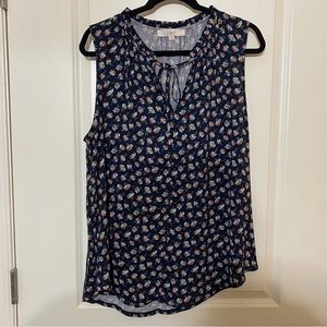 Loft mixed media tie neck shell